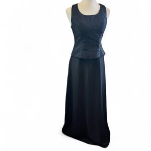 Boutique Black Lace Overlay Sleeveless Formal Maxi Gown Dress Size 10